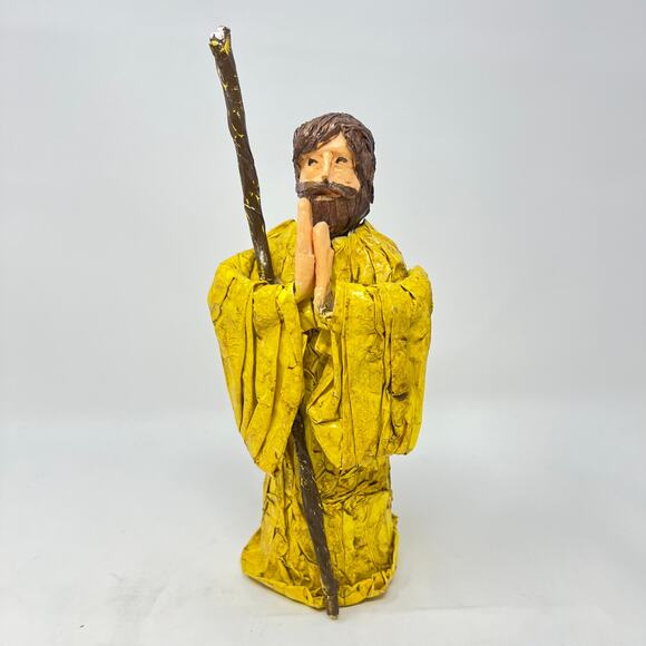 VTG Handmade Papier Mache Nativity Set Creche Colorful Rustic Retro Christmas - Picture 3 of 10